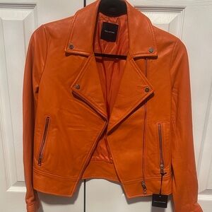 Tagliatore Women's Vibrant Orange Leather Jacket